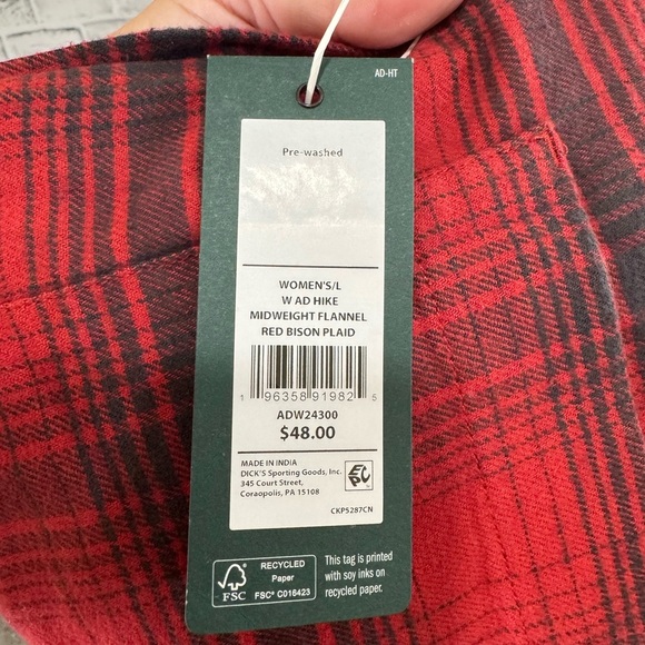 NWT! Women’s Alpine Design multi colored plaid button down flannel shirt, Large - Picture 3 of 3